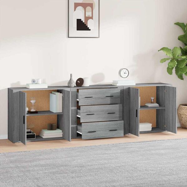 vidaXL Sideboards 3 pcs Grey Sonoma Engineered Wood