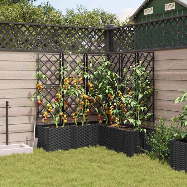 vidaXL Garden Planter 5 pcs Black 120 x 120 x 143 cm Steel