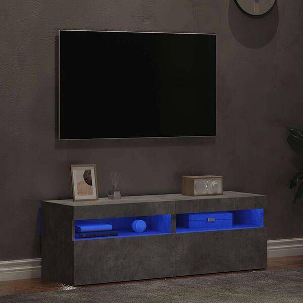vidaXL TV Cabinets with LED Lights 2 pcs Concrete Grey 60x35x40 cm