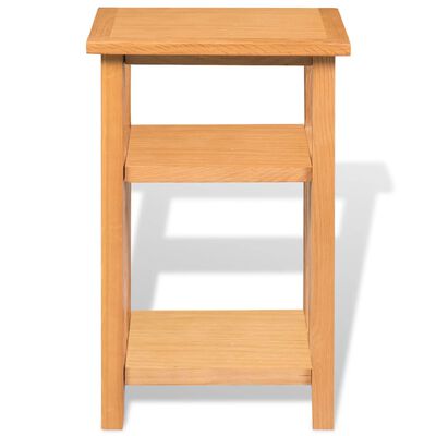 vidaXL End Table with Magazine Shelf 27x35x55 cm Solid Oak Wood