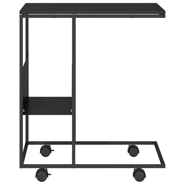 vidaXL Side Table with Wheels Black 55x36x63.5 cm Engineered Wood
