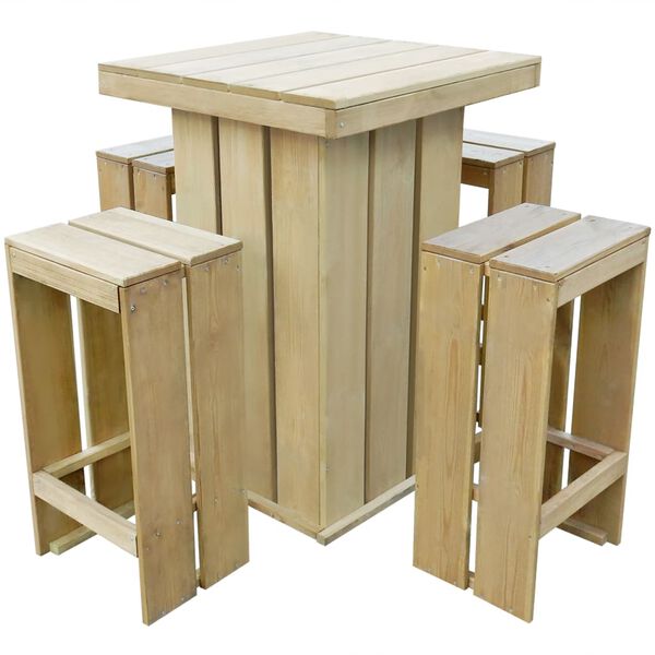 vidaXL 5 Piece Outdoor Dining Set Impregnated Pinewood