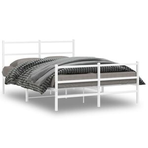 vidaXL Metal Bed Frame without Mattress with Footboard&nbsp;White 140x200cm