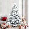 vidaXL Artificial Hinged Christmas Tree Snow Flocked White 210 cm