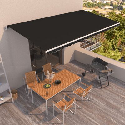 vidaXL Manual Retractable Awning 600x350 cm Anthracite