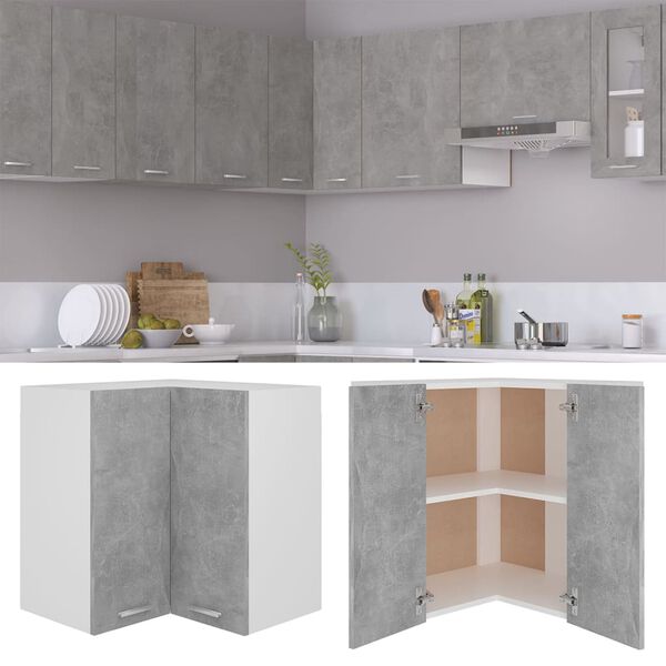 vidaXL Hanging Corner Cabinet Lyon Concrete Grey 57x57x60 cm Engineered Wood