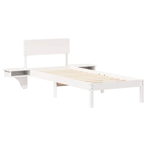 vidaXL Bed Frame with Headboard White 75 x 190 cm Solid Pine Wood
