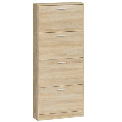 vidaXL Shoe Cabinet Oak 59x17x150 cm Engineered Wood