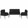 vidaXL Sofa Sets with Cushion 3 pcs Black 115 x 56 x 80 cm Plywood