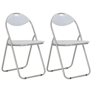 vidaXL Folding Chairs 2 pcs White Faux Leather