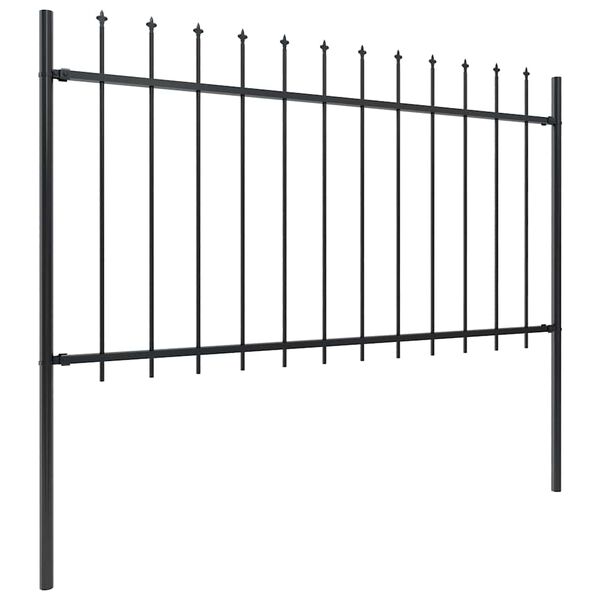 vidaXL Garden Fence with Spear Top Steel 181x100 cm Black