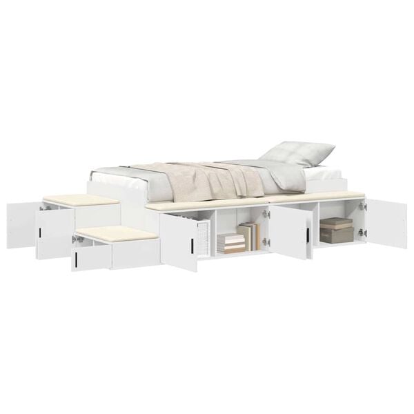 vidaXL Storage Bed Frame with Storage White 80 cm Engineered Wood