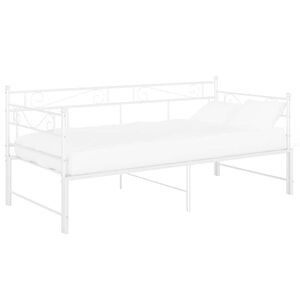 vidaXL Pull-out Sofa Bed Frame without Mattress White Metal 90x200 cm