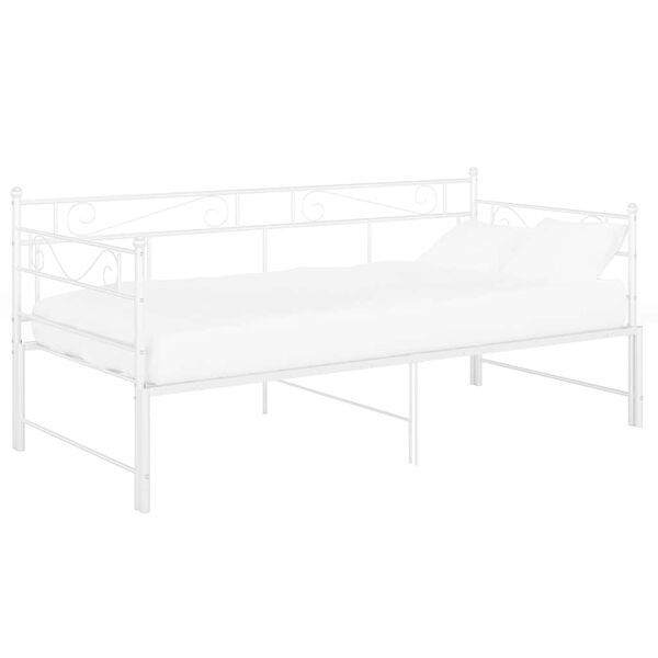 vidaXL Pull-out Sofa Bed Frame without Mattress White Metal 90x200 cm