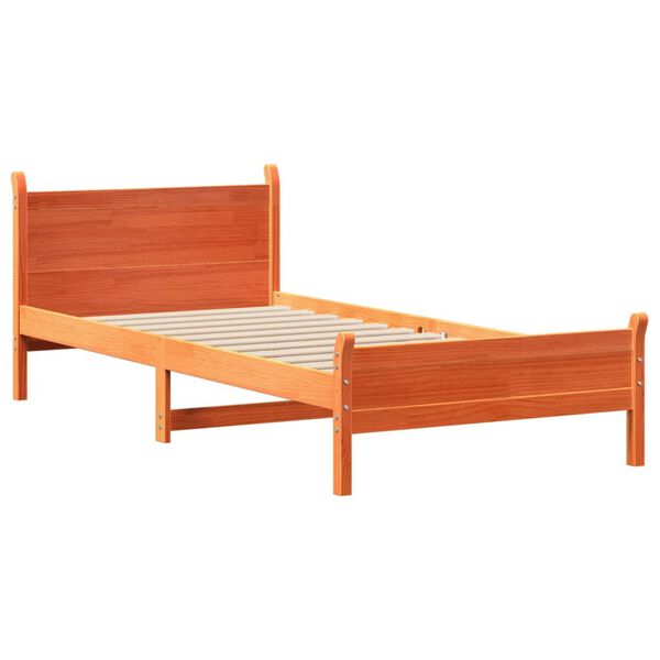 vidaXL Bed Frame without Mattress Wax Brown 100x200 cm Solid Wood Pine