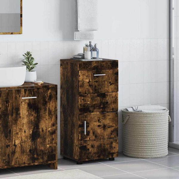 vidaXL Bathroom Cabinet Set TULUM Smoked Oak 37 x 31.5 x 82 cm
