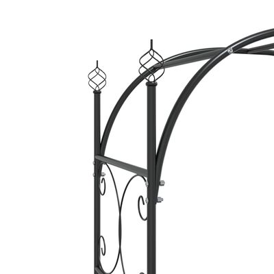 vidaXL Garden Arch with Gate Black 108x45x235 cm Steel