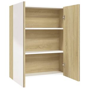 vidaXL Bathroom Mirror Cabinet 60x15x75 cm MDF White and Oak