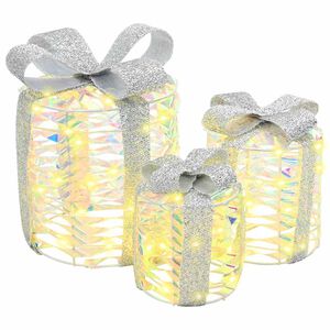 vidaXL Gift Box Decoration 3 pcs Warm white 20 x 20 x 20 cm PET