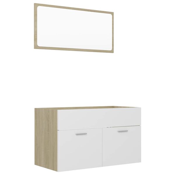 vidaXL 2 Piece Bathroom Furniture Set White and Sonoma Oak Engineered Wood