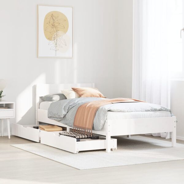 vidaXL Bed Frame without Mattress White 100x200 cm Solid Wood Pine