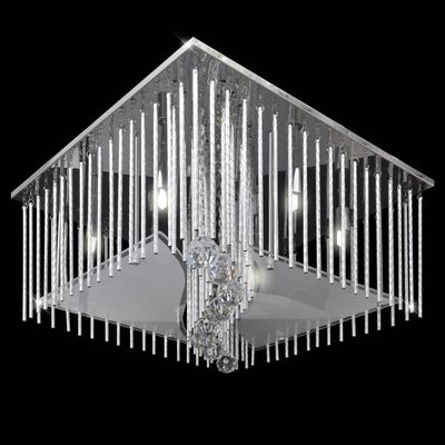 Square Crystal Ceiling Lamp with Aluminium Strips