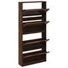 vidaXL Shoe Cabinet with Mirror 4-Layer Brown Oak 63x17x134 cm