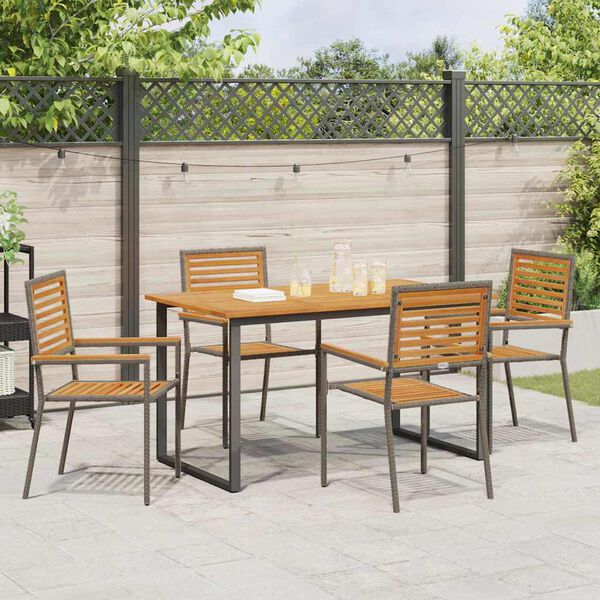 vidaXL Garden Dining Set 5 pcs Grey Solid Acacia Wood