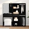 vidaXL LED Dressing Table Set with Drawer Black Oak 140 x 40 x 140 cm