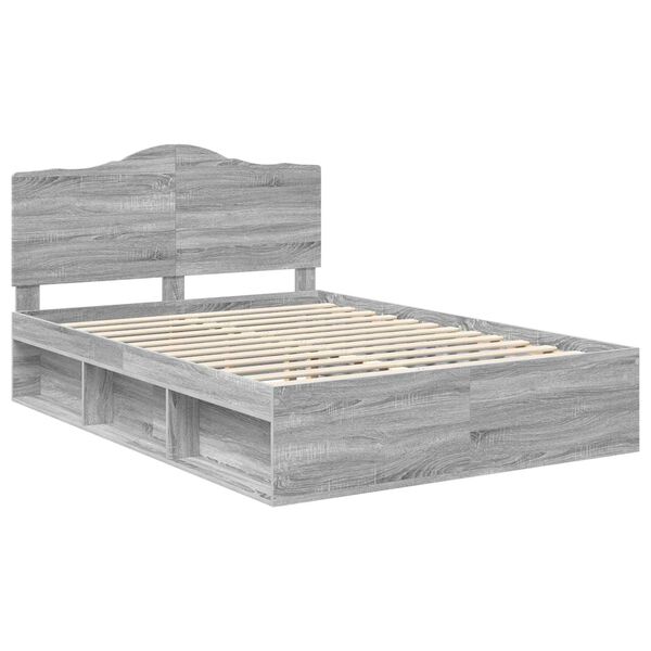 vidaXL Bed Frame Grey Sonoma 150 x 200 cm Solid Pine Wood