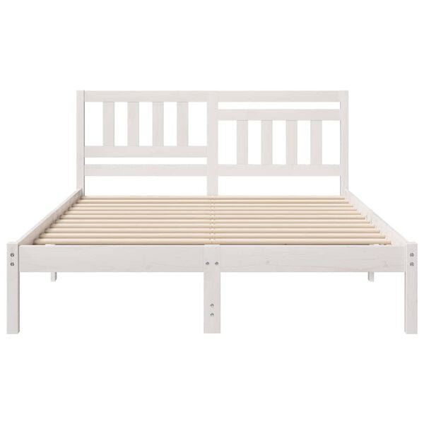vidaXL Bed Frame with Headboard White 140 x 190 cm Solid Pine Wood
