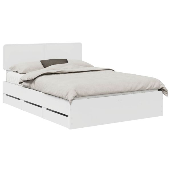vidaXL Bed Frame with Headboard White 150 x 200 cm Engineered Wood