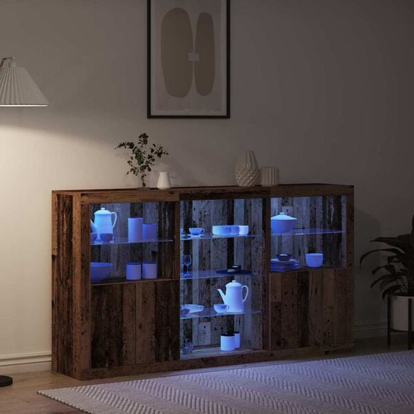 vidaXL LED Sideboard Old Wood 181.5 x 37 x 100 cm Engineered Wood