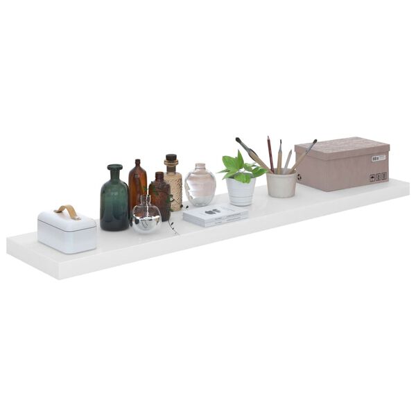 vidaXL Floating Wall Shelf High Gloss White 120x23.5x3.8 cm MDF