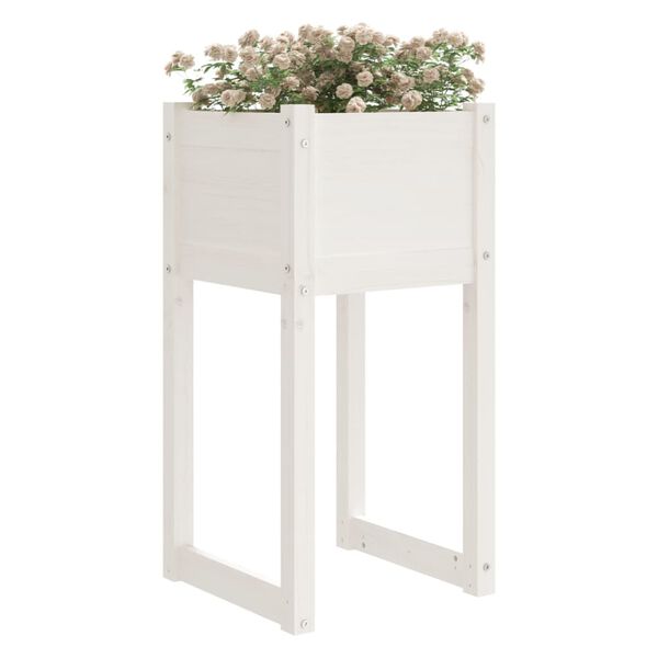 vidaXL Planters 2 pcs White 40x40x81 cm Solid Wood Pine