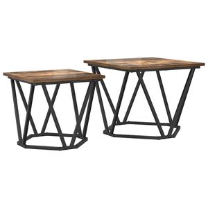 vidaXL Side Table Set 2 pcs Smoked Oak Engineered Wood and Steel