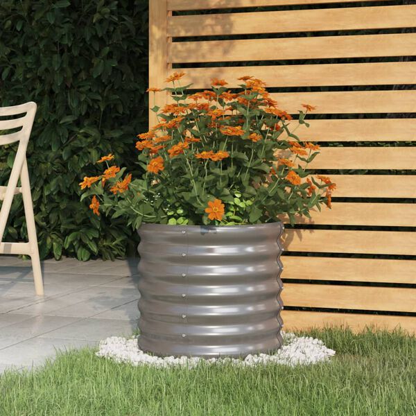 vidaXL Garden Planter Galvanised Steel 40x40x36 cm Grey