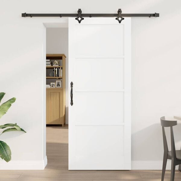 vidaXL Sliding Door White and Black 83 x 202 cm Solid Pine Wood