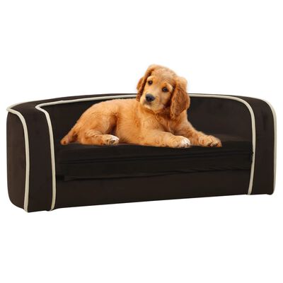 vidaXL Foldable Dog Sofa Brown 73x67x26 cm Plush Washable Cushion
