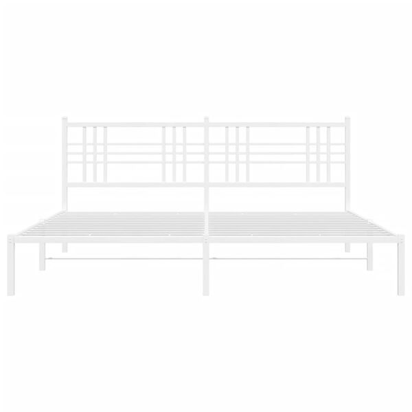vidaXL Metal Bed Frame without Mattress with Headboard White 193x203cm