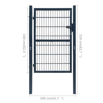 vidaXL 2D Fence Gate (Single) Anthracite Grey 106 x 210 cm