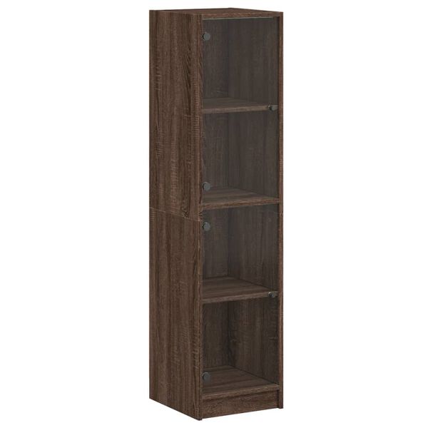 vidaXL Highboard with Glass Doors Brown Oak 35x37x142 cm