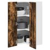 vidaXL Hanging Cabinet with Door Smoked Oak and White 57 x 57 x 100 cm