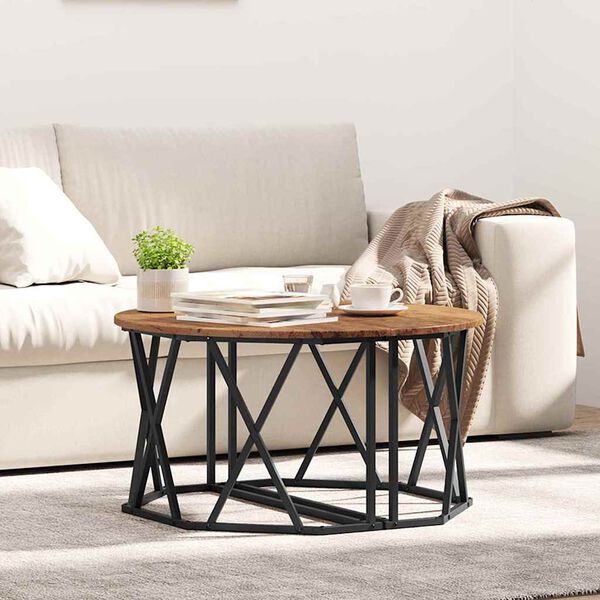 vidaXL Coffee Table Old Wood 80 x 80 x 42 cm Engineered Wood and Steel