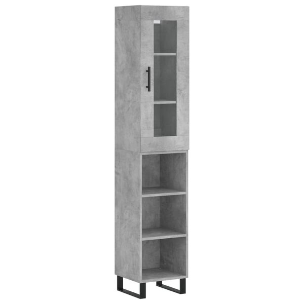 vidaXL Highboard Concrete Grey 34.5x34x180 cm Engineered Wood