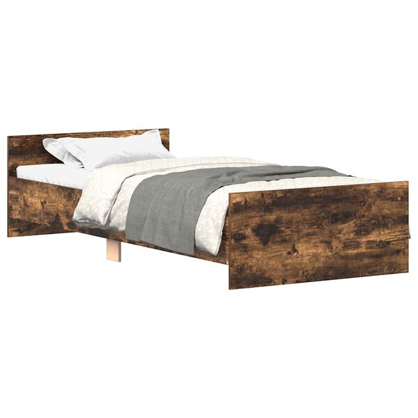 vidaXL Bed Frame without Mattress Smoked Oak 100x200 cm Engineered Wood