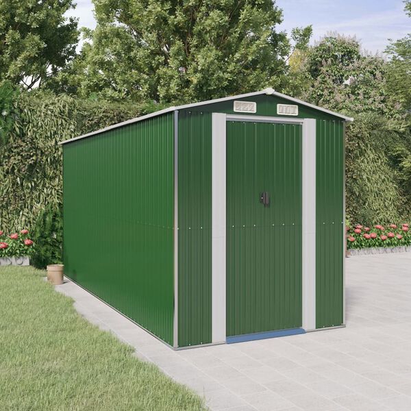 vidaXL Garden Shed Green 192x440x223 cm Galvanised Steel