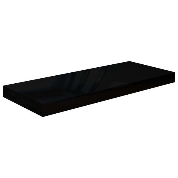 vidaXL Floating Wall Shelves 2 pcs High Gloss Black 60x23.5x3.8 cm MDF
