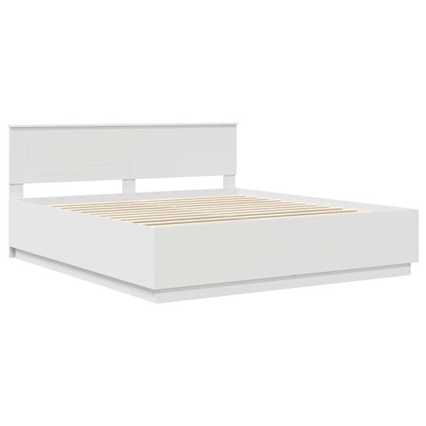 vidaXL Bed Frame with Headboard White 180 x 200 cm Engineered Wood