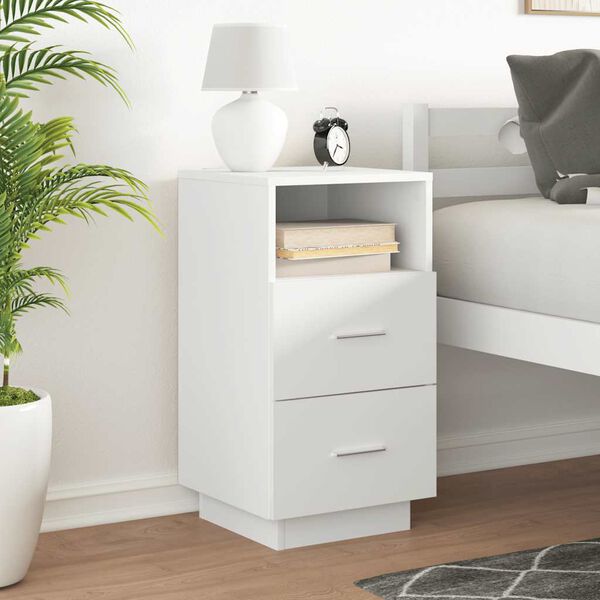 vidaXL Bedside Cabinet with 2 Drawers White 36x36x68 cm